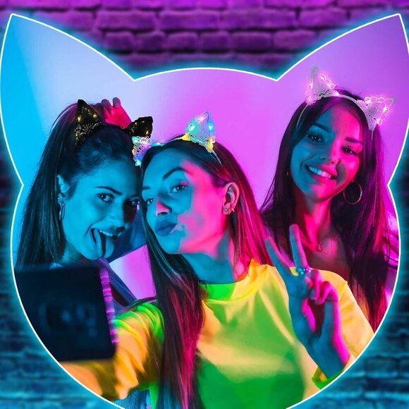 LED Cat Ears Headband Lace Unisex Party cosplay accessories 4 pcs main image 5